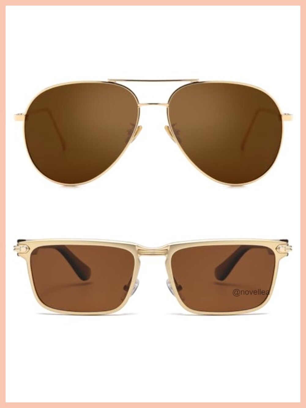 2 Pack Women's Oversized Aviator & Rectangle Sunglasses